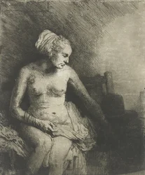 Woman at the Bath, with a Hat Beside Her
